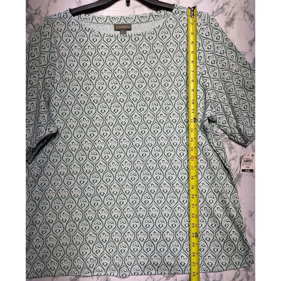 Style & Co Plus 3X Minty Turquoise Elbow Sleeve Tee Shirt 60% Cotton 40% Polyest - Picture 3 of 9